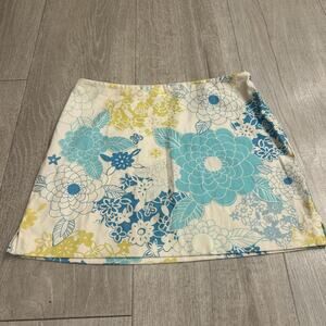 Vintage Express blue floral print mini skirt. Size 3/4